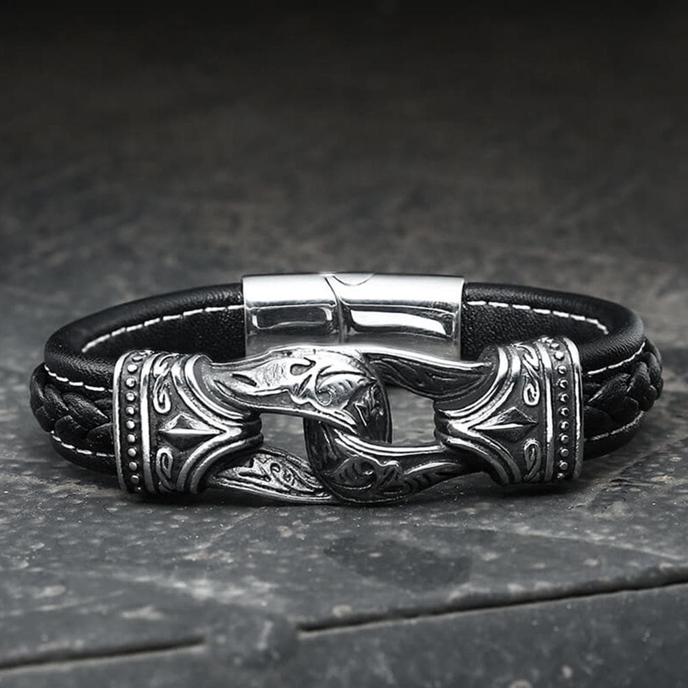 4289-carved-viking-stainless-steel-leather-bracelet-6.jpg Carved Viking Stainless Steel Leather Bracelet