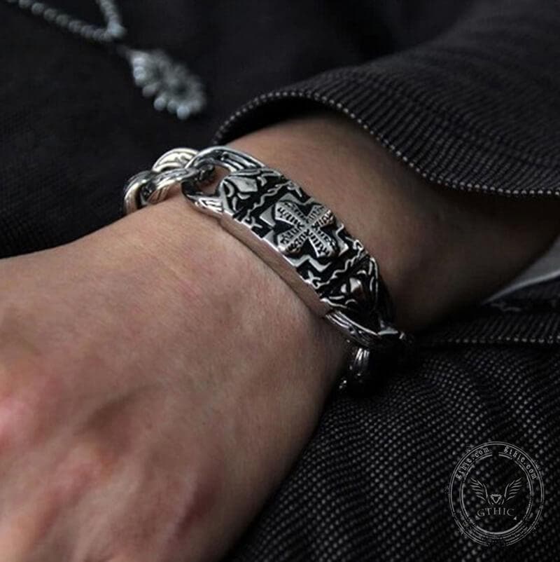 4340-vintage-cross-pattern-stainless-steel-bracelet-2.jpg Vintage Cross Pattern Stainless Steel Bracelet