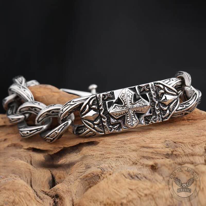 4340-vintage-cross-pattern-stainless-steel-bracelet-3.jpg Vintage Cross Pattern Stainless Steel Bracelet