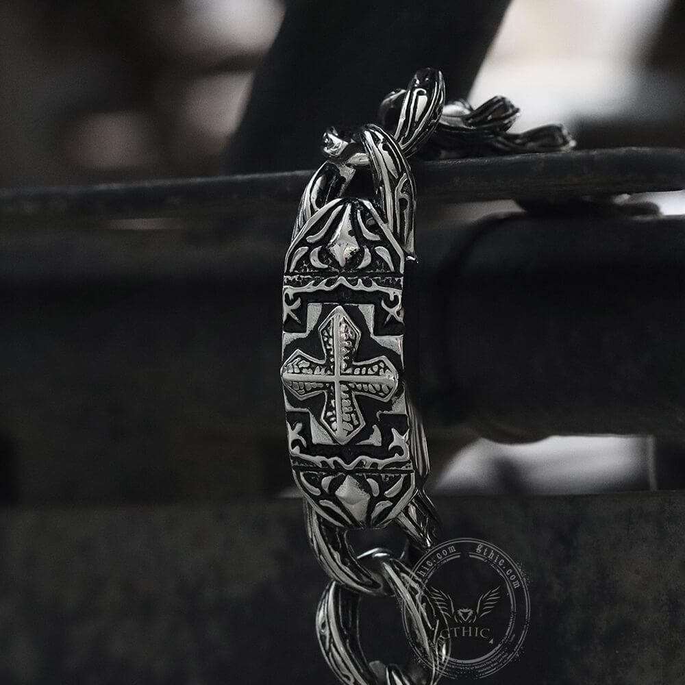 4340-vintage-cross-pattern-stainless-steel-bracelet-6.jpg Vintage Cross Pattern Stainless Steel Bracelet