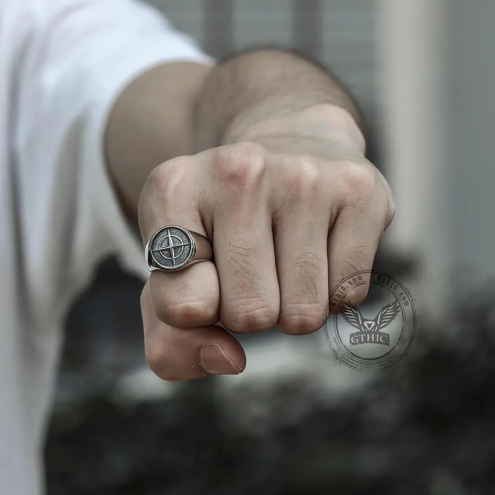Cross Star Pattern Stainless Steel Ring