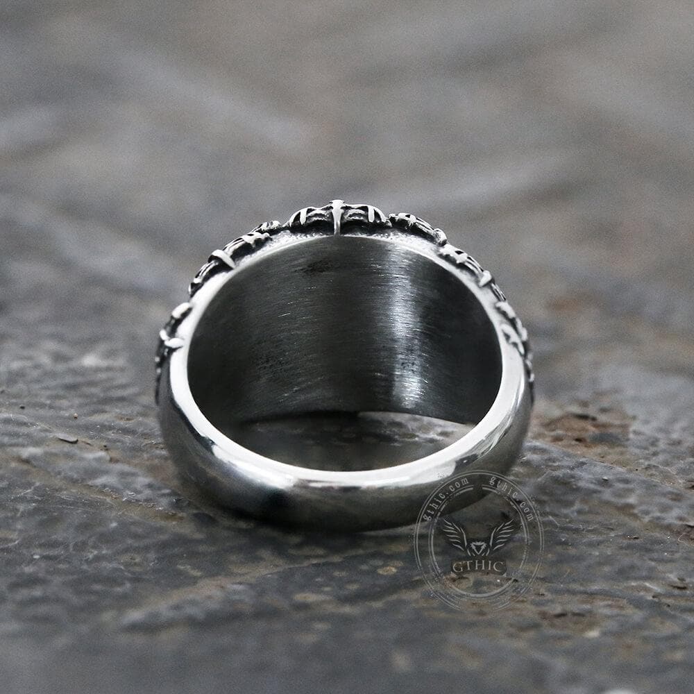 4436-flying-bats-stainless-steel-gemstone-ring-10.jpg Flying Bats Stainless Steel Gemstone Ring
