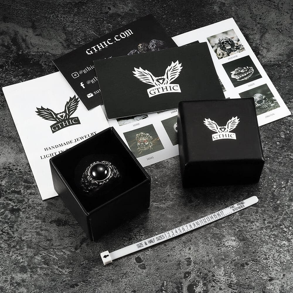 4436-flying-bats-stainless-steel-gemstone-ring-11.jpg Flying Bats Stainless Steel Gemstone Ring