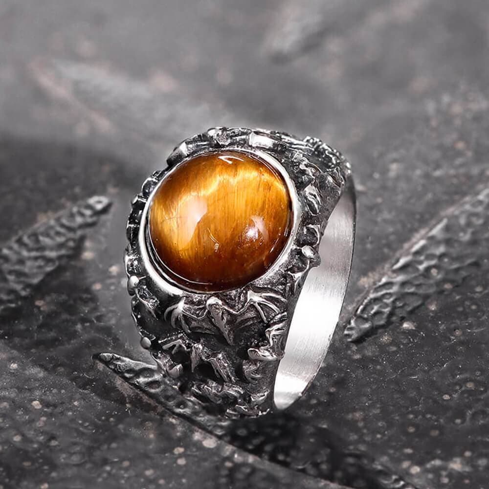 4436-flying-bats-stainless-steel-gemstone-ring-3.jpg Flying Bats Stainless Steel Gemstone Ring