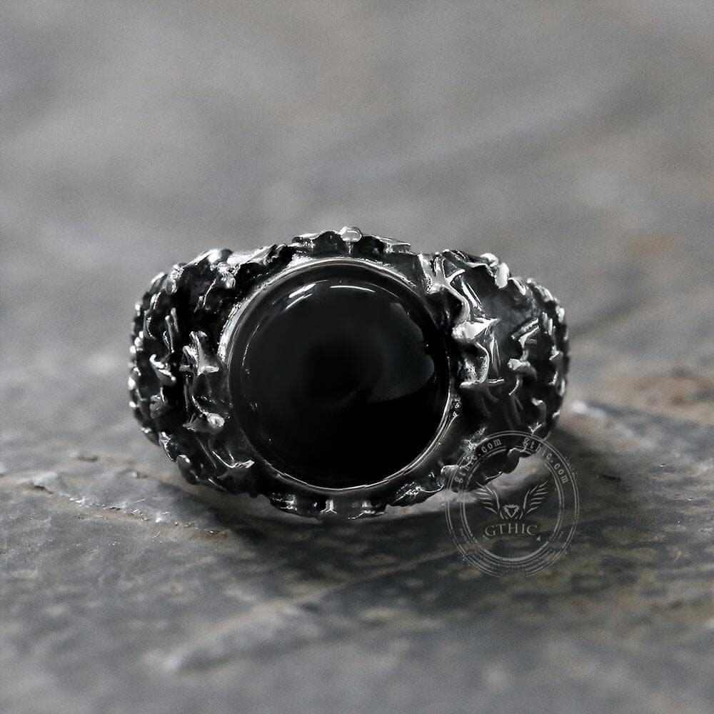 4436-flying-bats-stainless-steel-gemstone-ring-4.jpg Flying Bats Stainless Steel Gemstone Ring