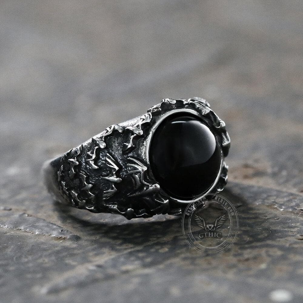 4436-flying-bats-stainless-steel-gemstone-ring-5.jpg Flying Bats Stainless Steel Gemstone Ring