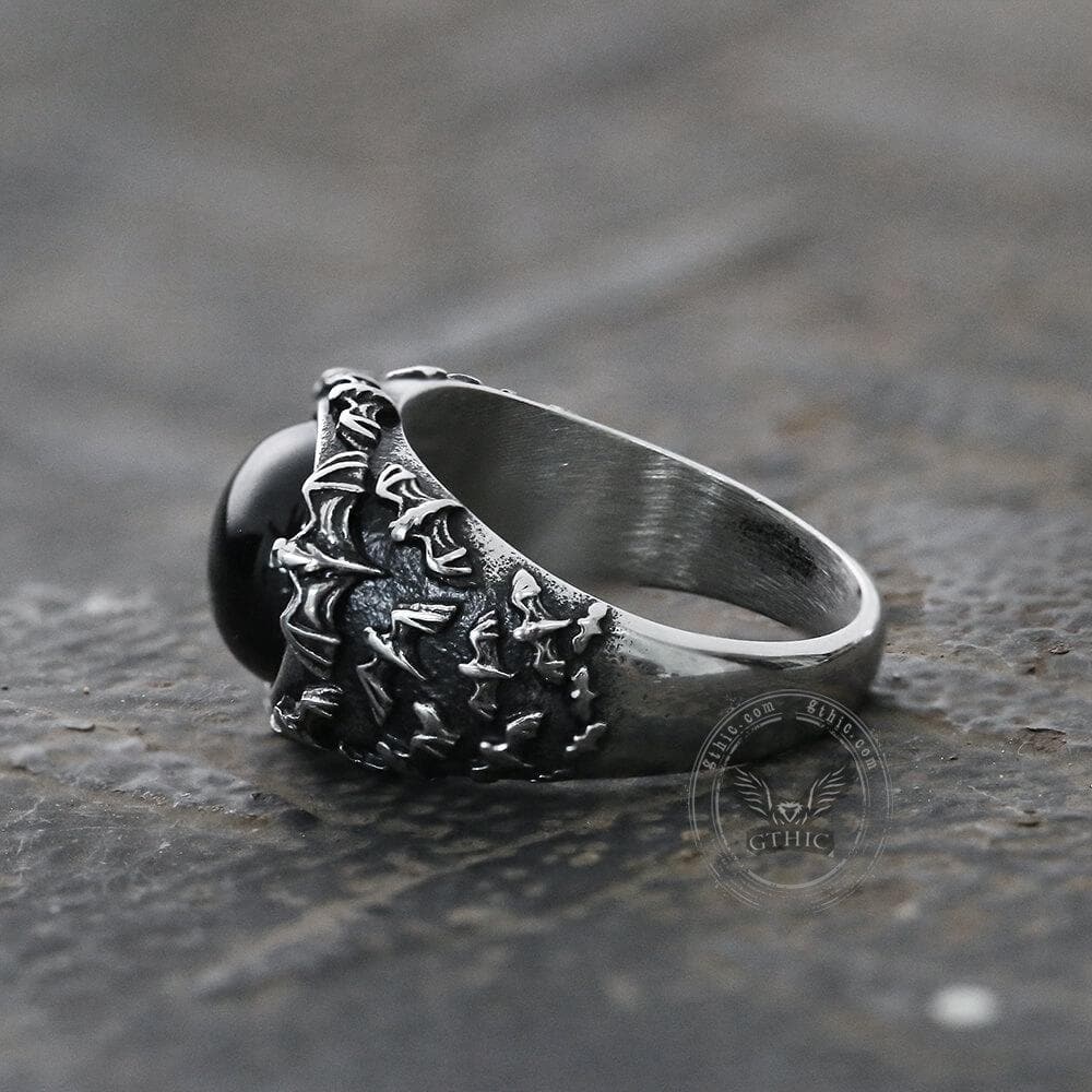 4436-flying-bats-stainless-steel-gemstone-ring-6.jpg Flying Bats Stainless Steel Gemstone Ring
