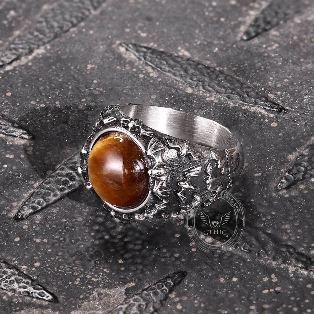 4436-flying-bats-stainless-steel-gemstone-ring-9.jpg Flying Bats Stainless Steel Gemstone Ring