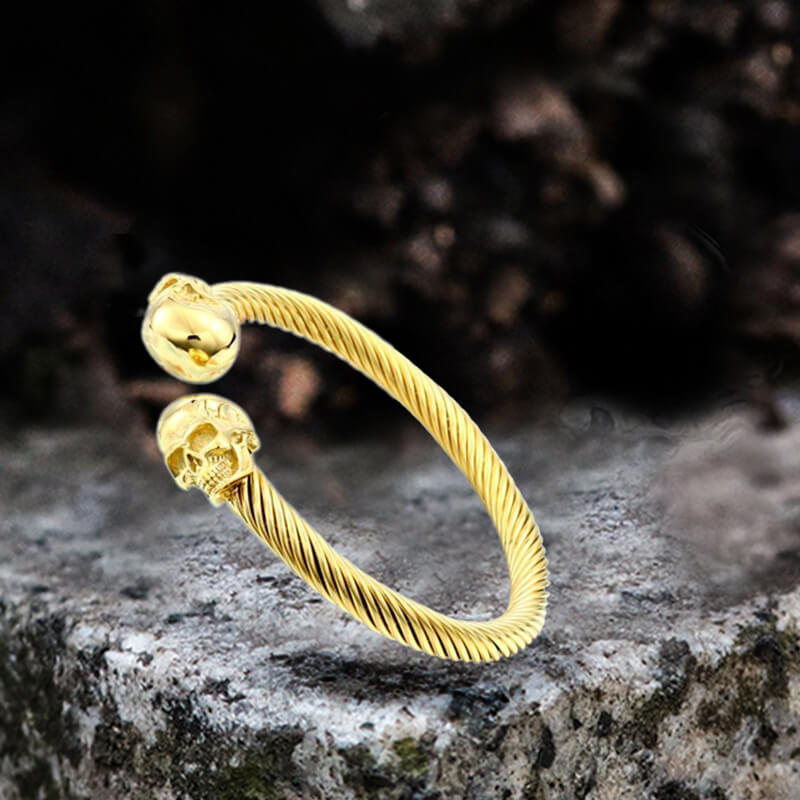 Ghost Head Stainless Steel Opening Bracelet