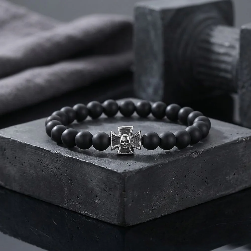 Cross Skull Turquoise Stainless Steel Bracelet