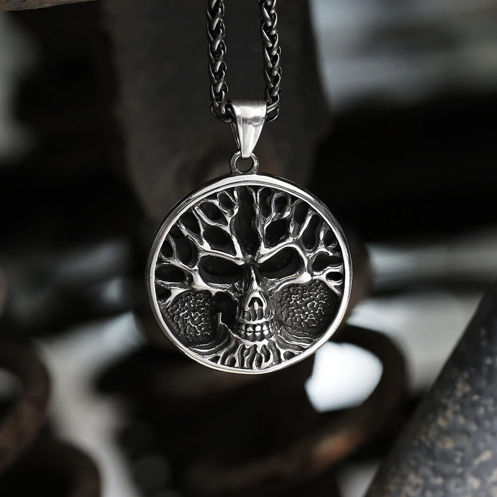 Gothic Skull Tree of Life Stainless Steel Pendant