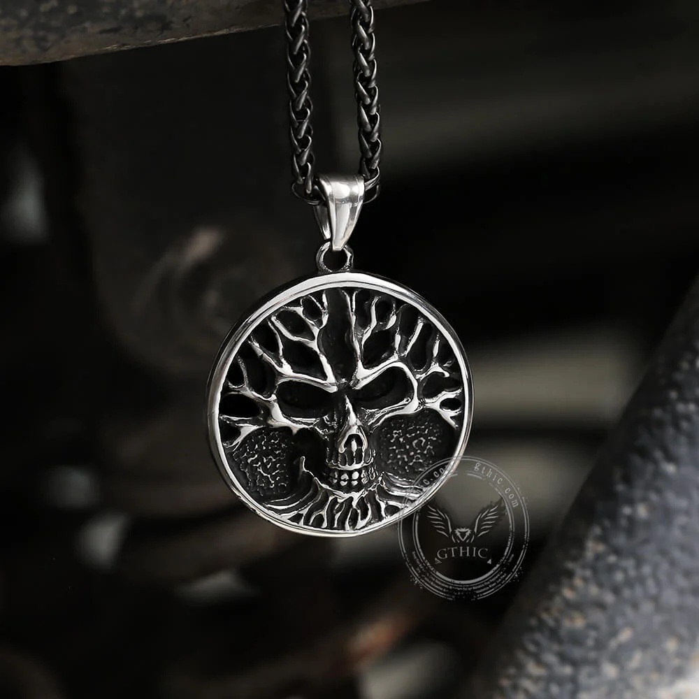 Gothic Skull Tree of Life Stainless Steel Pendant