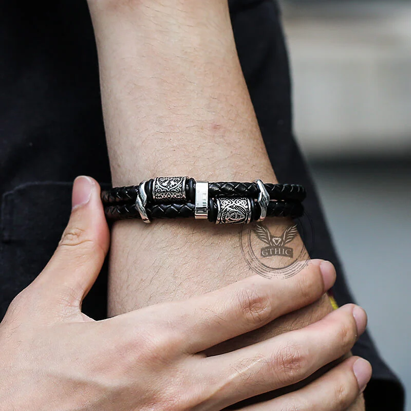 Celtic Knot and Viking Compass Stainless Steel Bracelet