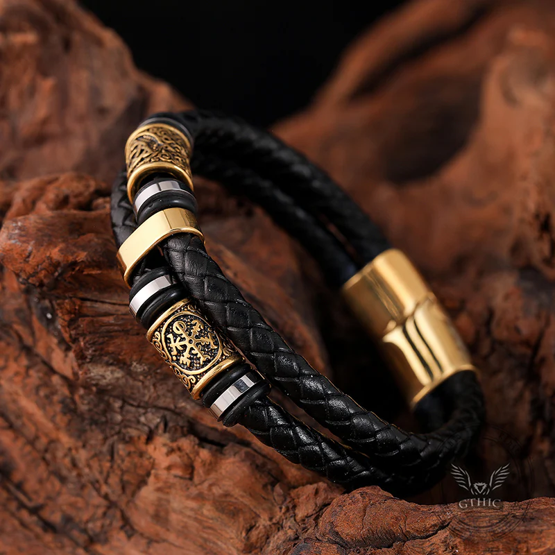 Celtic Knot and Viking Compass Stainless Steel Bracelet