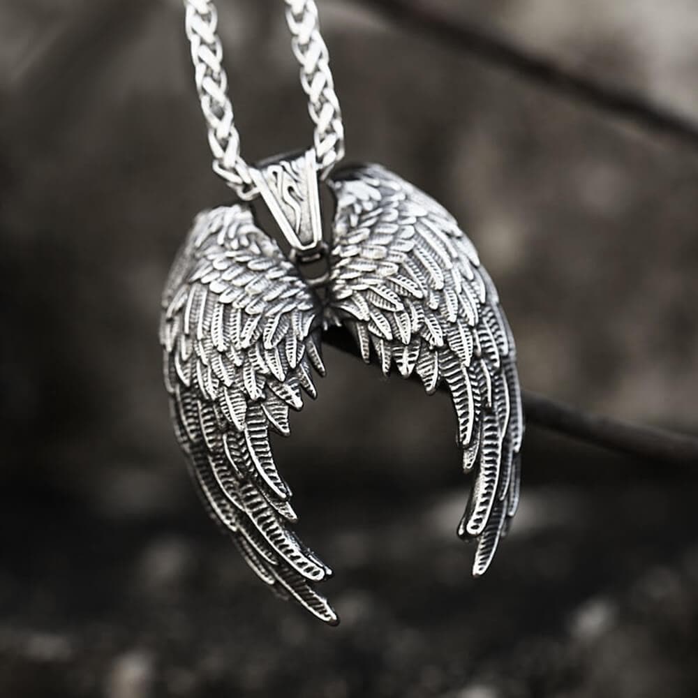 4838-vintage-angel-wings-stainless-steel-pendant-1.jpg Vintage Angel Wings Stainless Steel Pendant