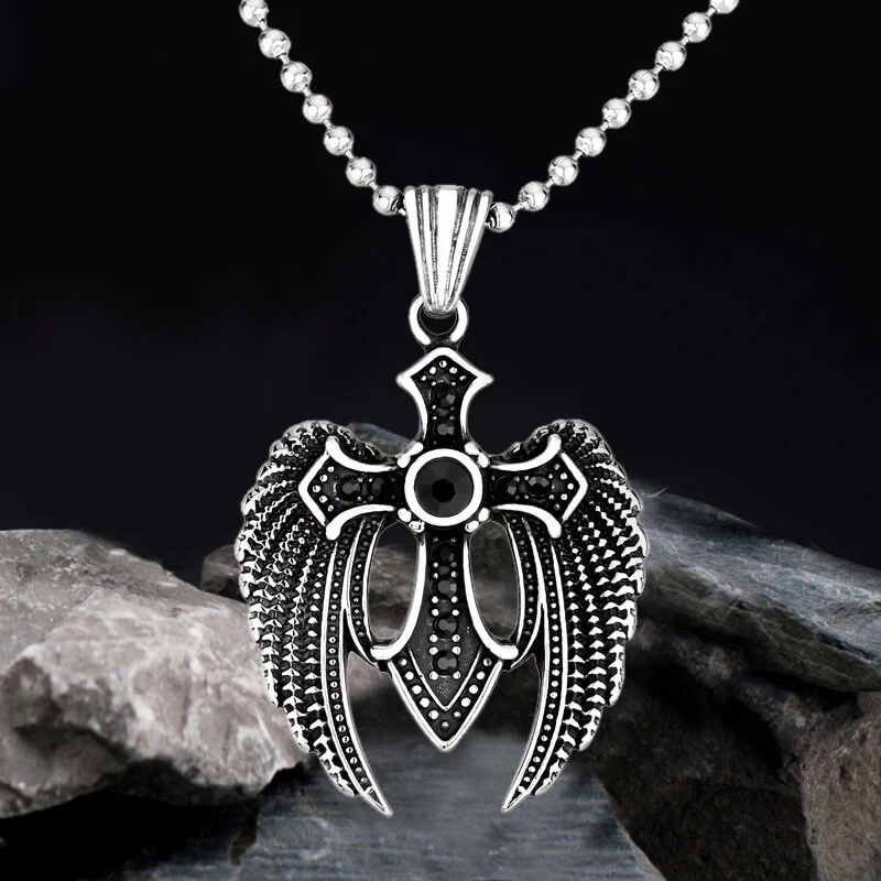 4968-stainless-steel-black-stainless-steel-black-variation-1.webp Fallen Angel Wings Stainless Steel Gem Pendant