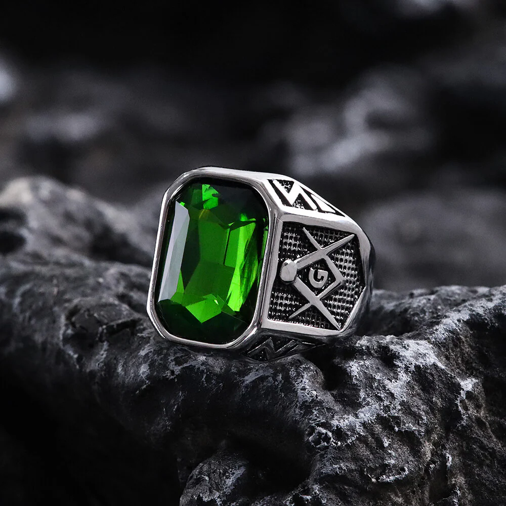 5033-green-7-green-7-variation-1.webp Masonic Gemstone Stainless Steel Ring