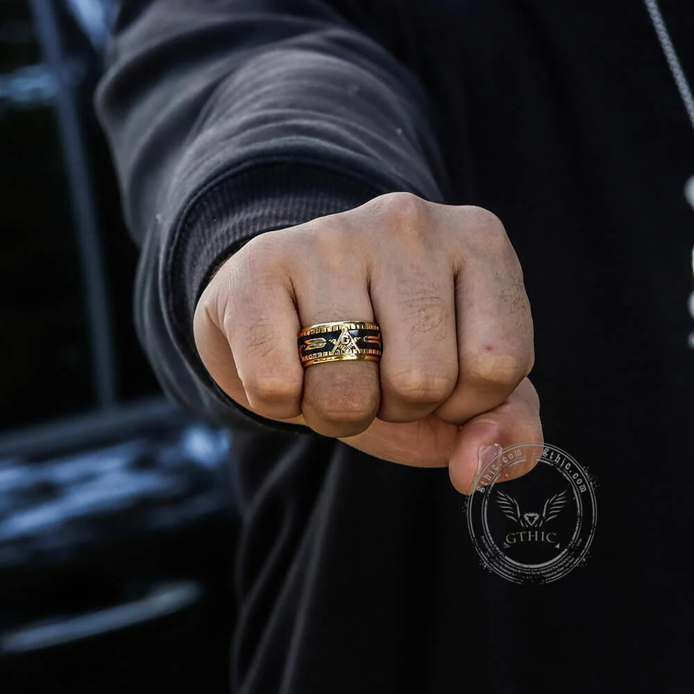 Freemasonry Symbol Stainless Steel Spinner Ring