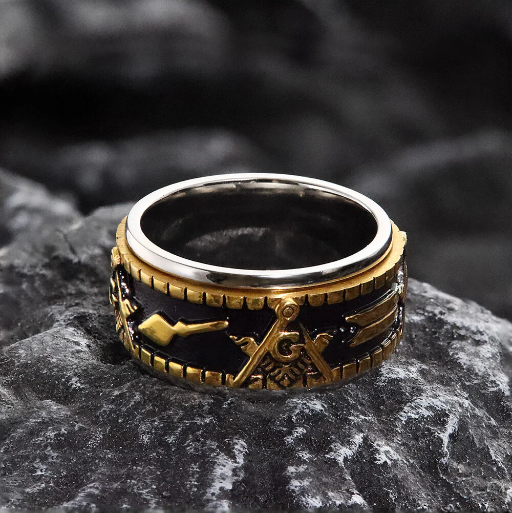 Freemasonry Symbol Stainless Steel Spinner Ring