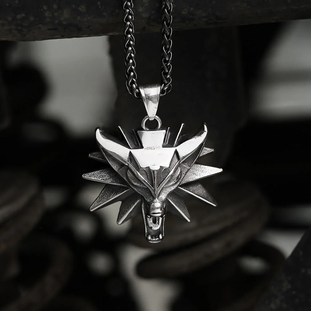 Wild Hunt Wolf Head Stainless Steel Pendant
