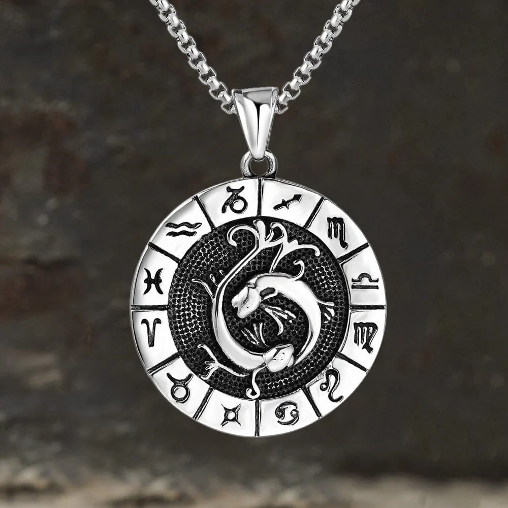 12 Constellation Divination Stainless Steel Pendant