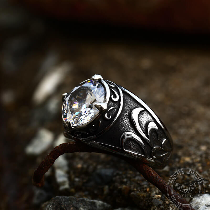 5294-carved-stainless-steel-gemstone-ring-12.jpg Carved Stainless Steel Gemstone Ring