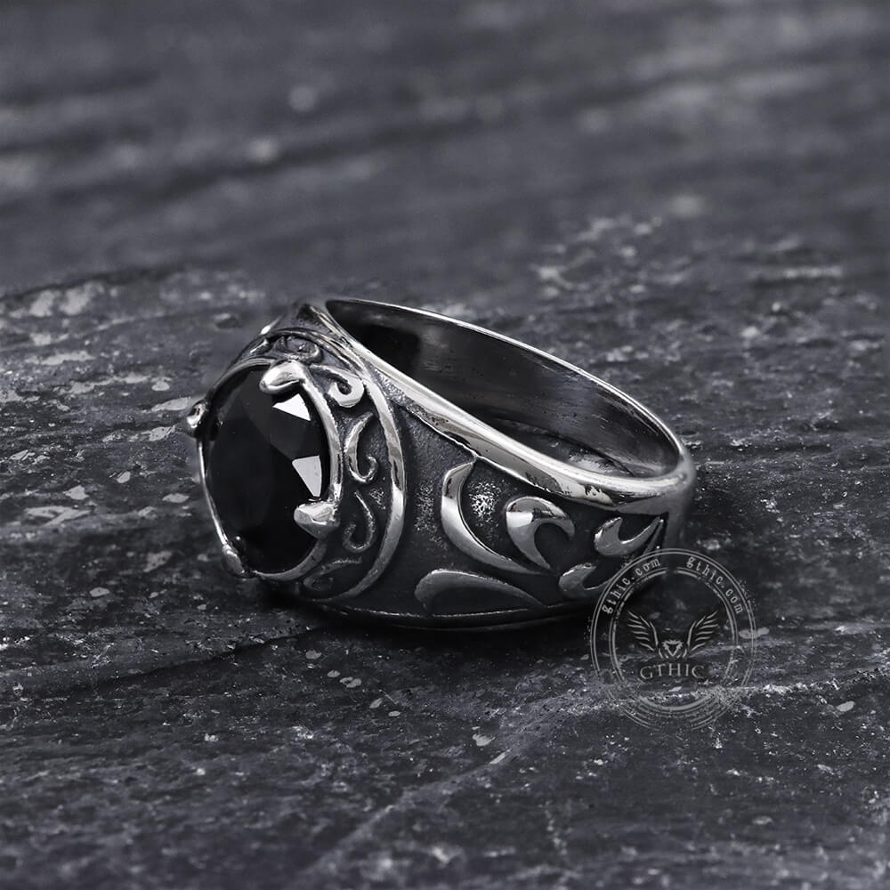 5294-carved-stainless-steel-gemstone-ring-13.jpg Carved Stainless Steel Gemstone Ring