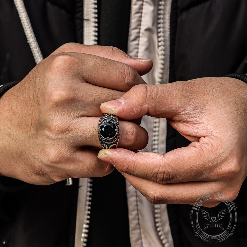 5294-carved-stainless-steel-gemstone-ring-3.jpg Carved Stainless Steel Gemstone Ring