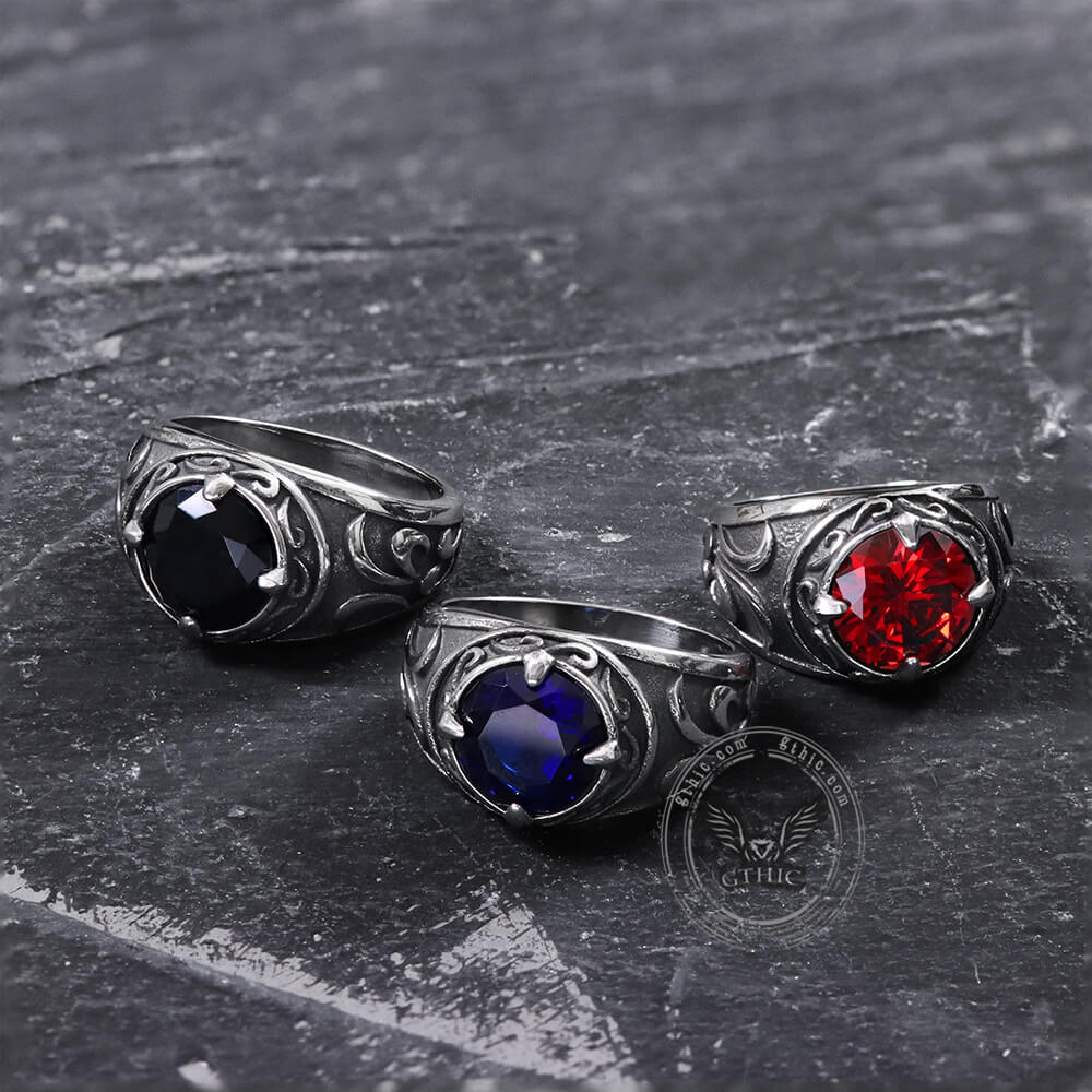 5294-carved-stainless-steel-gemstone-ring-4.jpg Carved Stainless Steel Gemstone Ring