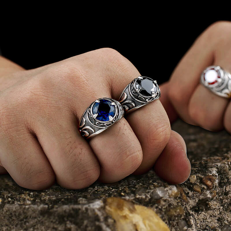 5294-carved-stainless-steel-gemstone-ring-5.jpg Carved Stainless Steel Gemstone Ring