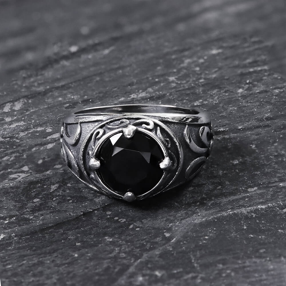 5294-carved-stainless-steel-gemstone-ring-6.jpg Carved Stainless Steel Gemstone Ring