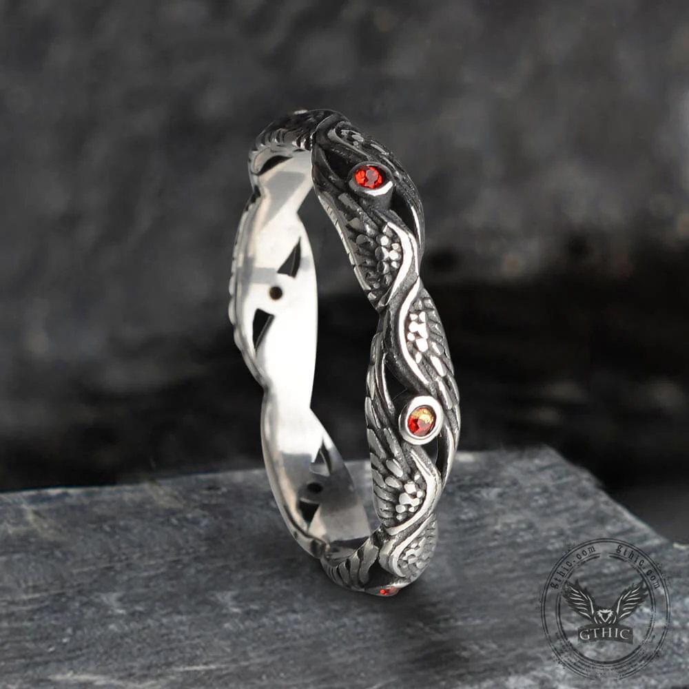 Vintage Feather Wings Stainless Steel Ring