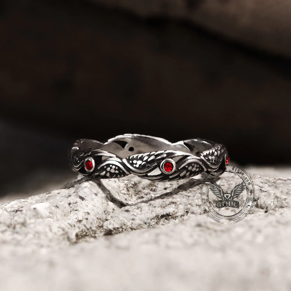 Vintage Feather Wings Stainless Steel Ring