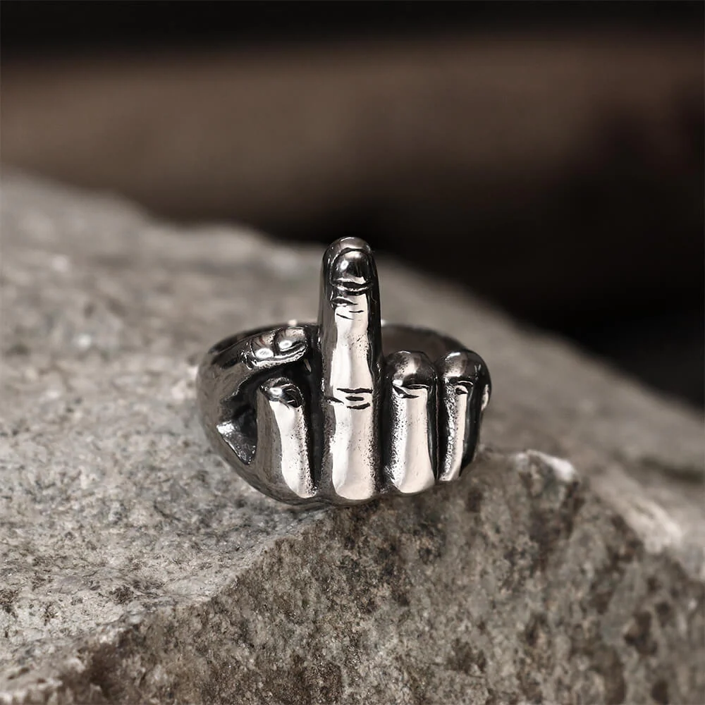 Soccer Middle Finger Stainless Steel Ring