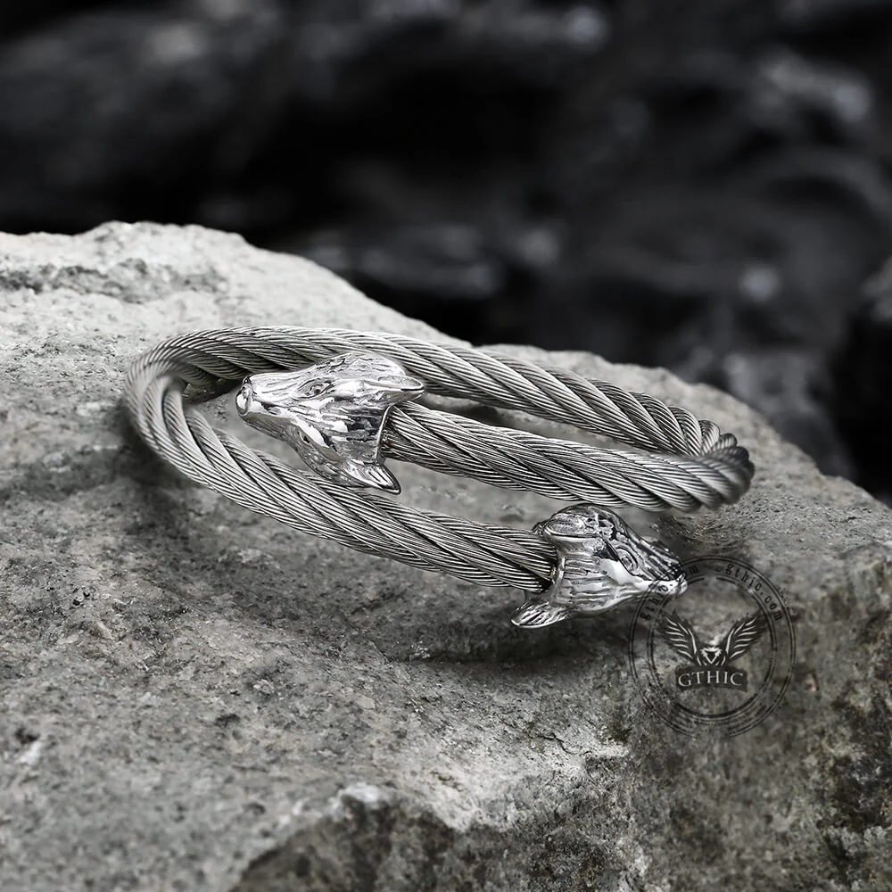 5473-wolf-head-stainless-steel-open-bracelet-7.webp Wolf Head Stainless steel Open Bracelet
