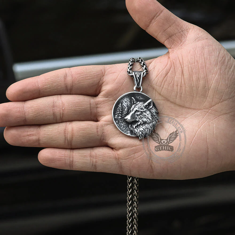 Guardian Wolf Stainless Steel Viking Pendant