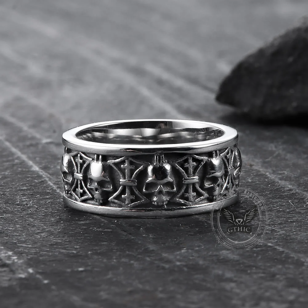 Skull Badass Stainless Steel Band Ring