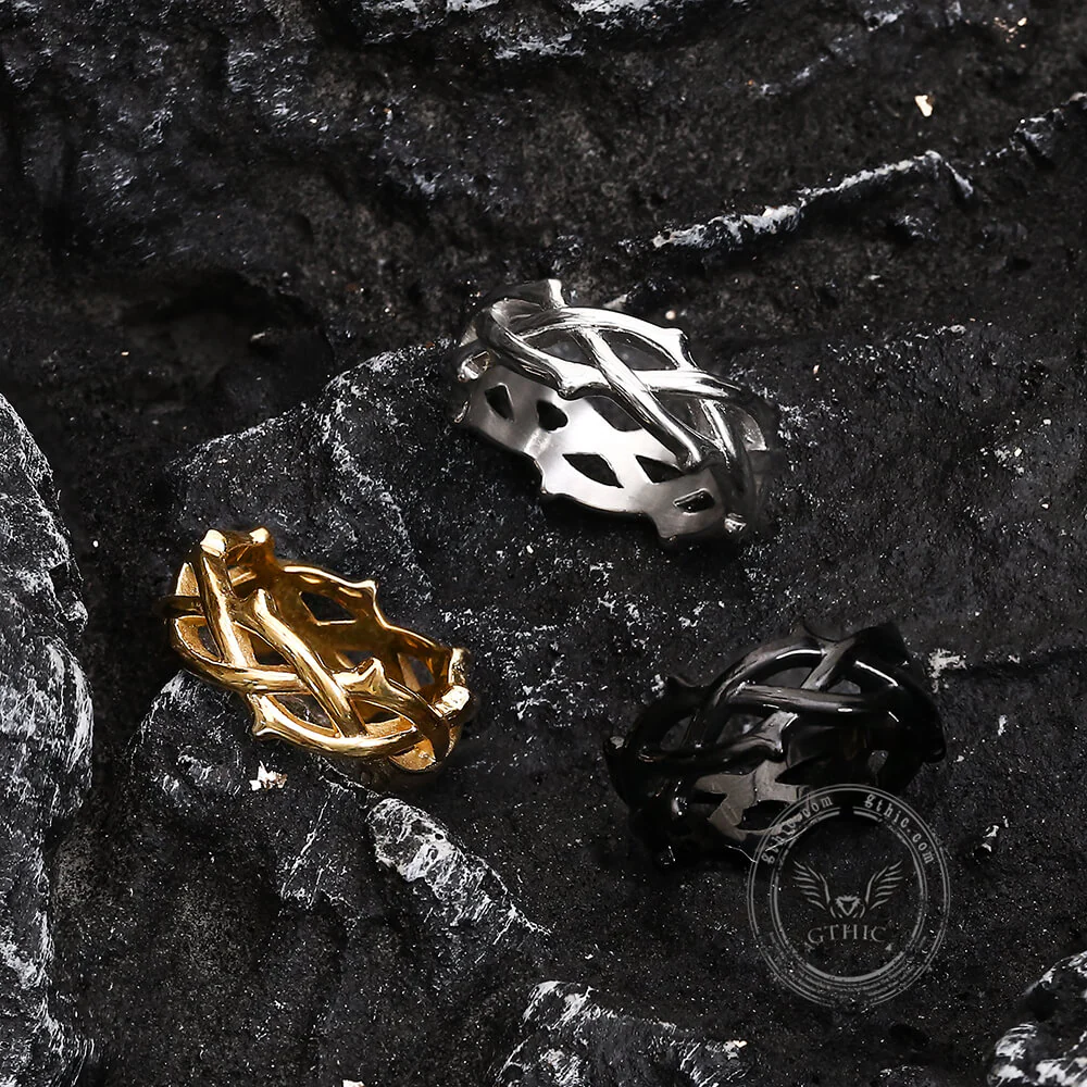 Thorn Vine Braided Stainless Steel Ring