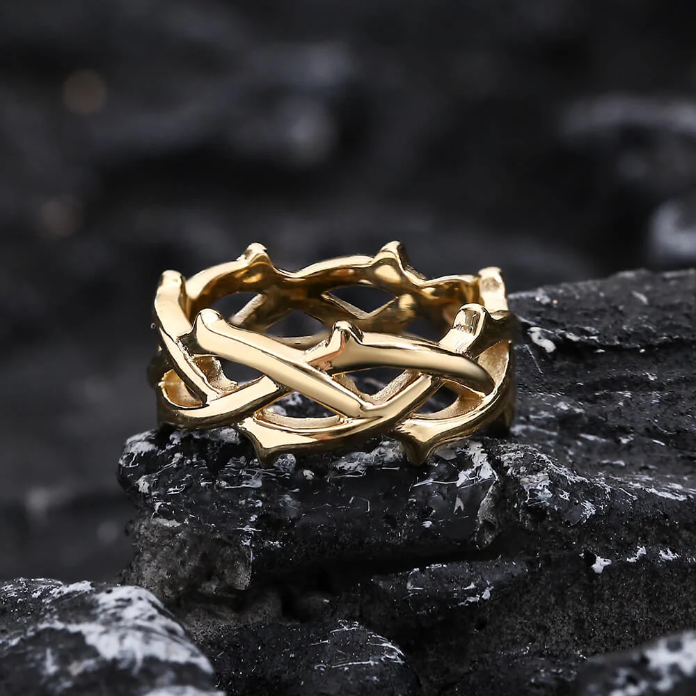Thorn Vine Braided Stainless Steel Ring