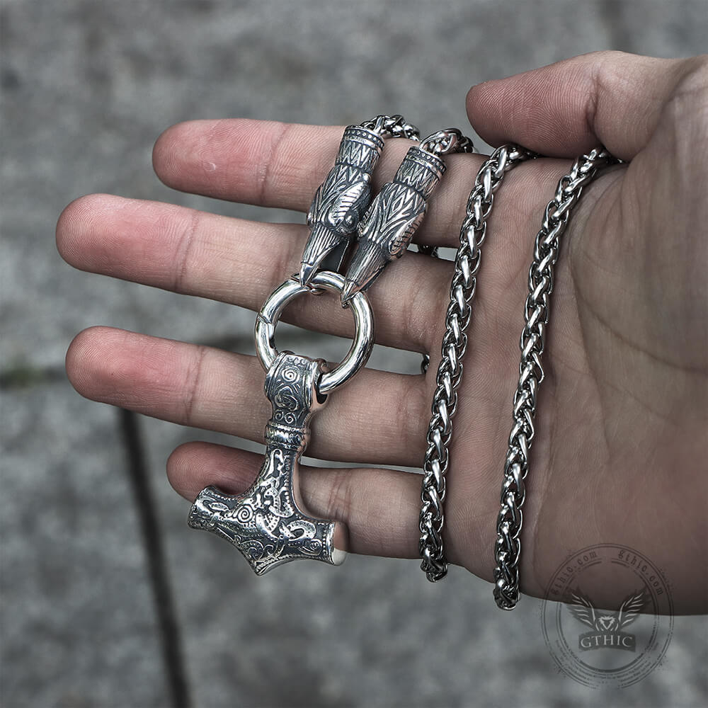 5621-raven-hammer-stainless-steel-necklace-3.jpg Raven & Hammer Stainless Steel Necklace