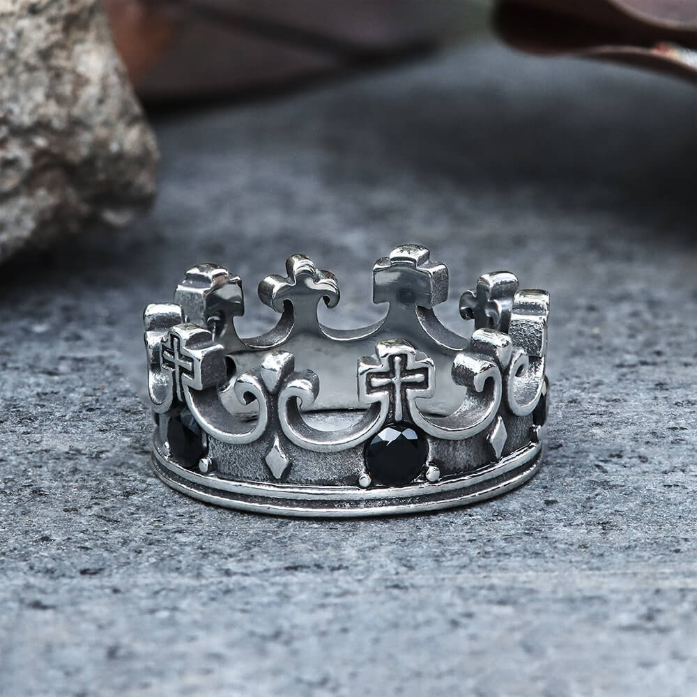 5646-silver-black-7-silver-black-7-variation-1.jpg Gothic Roman Gemstone Crown Stainless Steel Ring