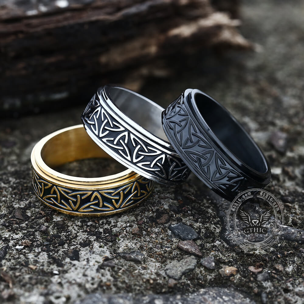 5705-celtic-triangle-knot-stainless-steel-viking-spinner-ring-2.jpg Celtic Triangle Knot Stainless Steel Viking Spinner Ring