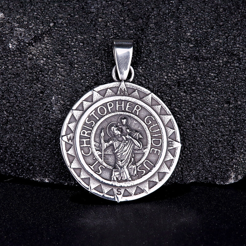 5930-st.-christopher-protect-us-stainless-steel-pendant-1.jpg St. Christopher Protect Us Stainless Steel Pendant