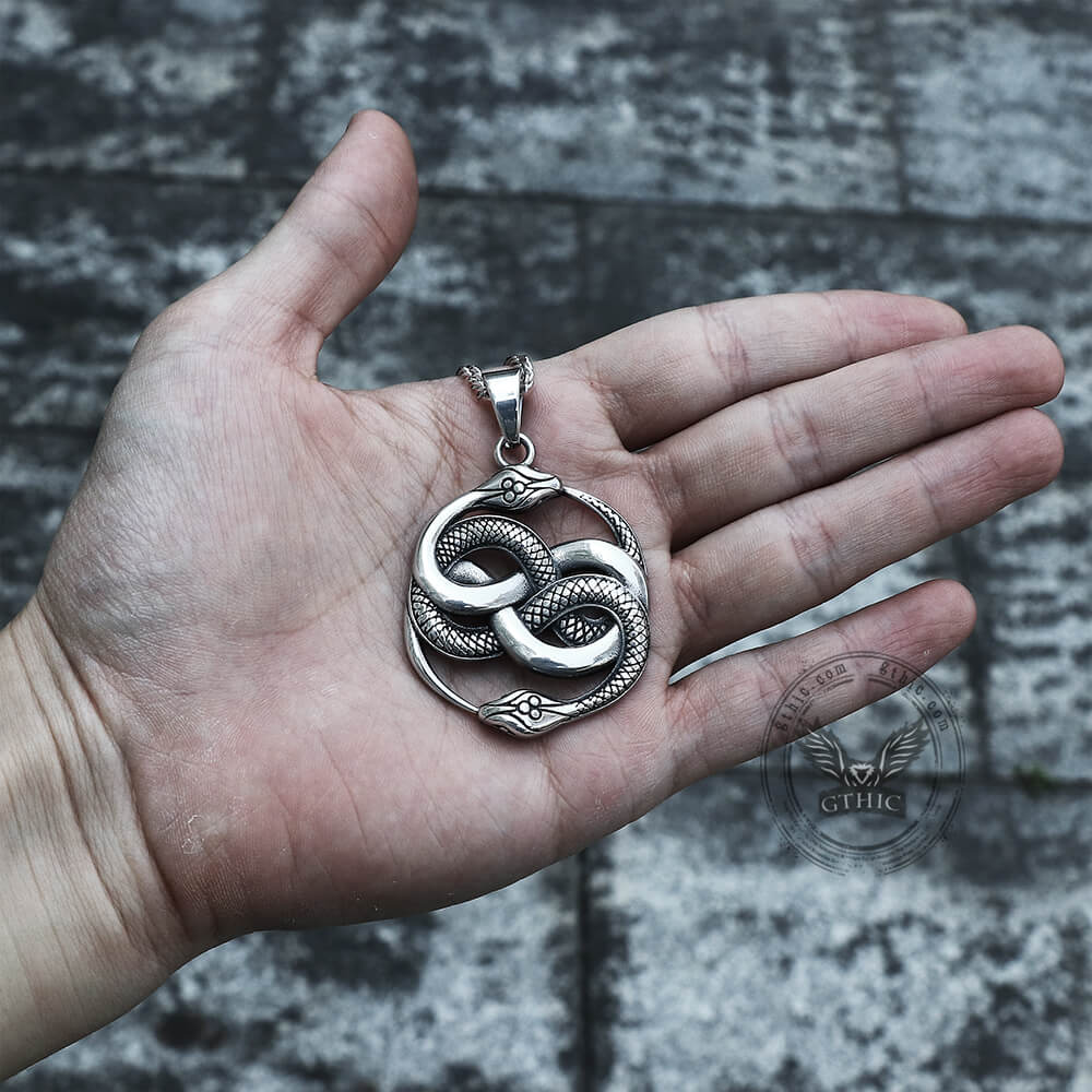 5983-double-ouroboros-snake-stainless-steel-animal-pendant-5.jpg Double Ouroboros Snake Stainless Steel Animal Pendant