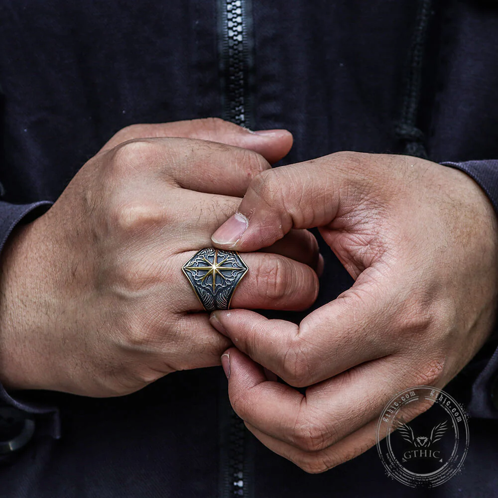 8 Point Star Stainless Steel Ring