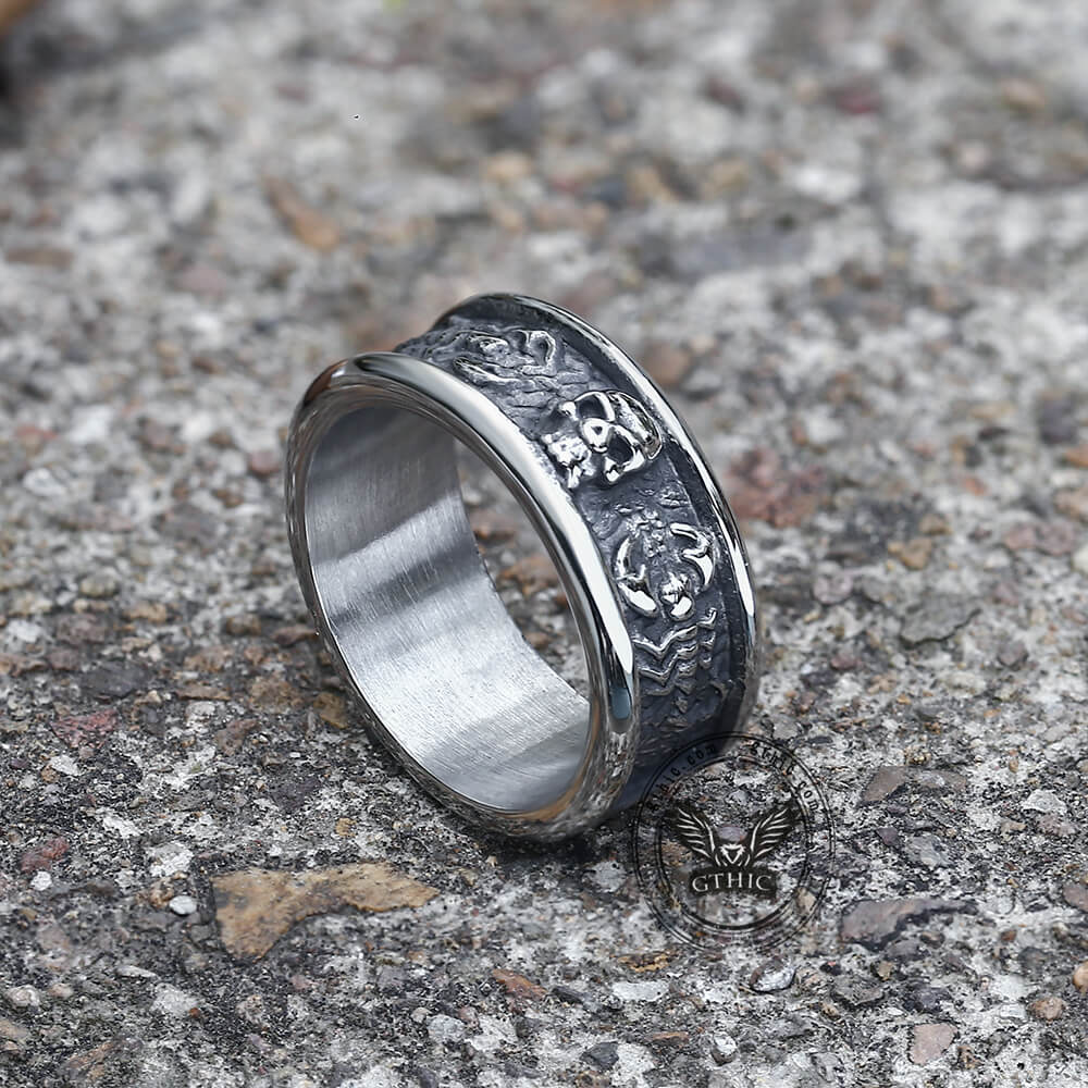 6050-gothic-skull-with-scorpion-stainless-steel-ring-4.jpg Gothic Skull With Scorpion Stainless Steel Ring