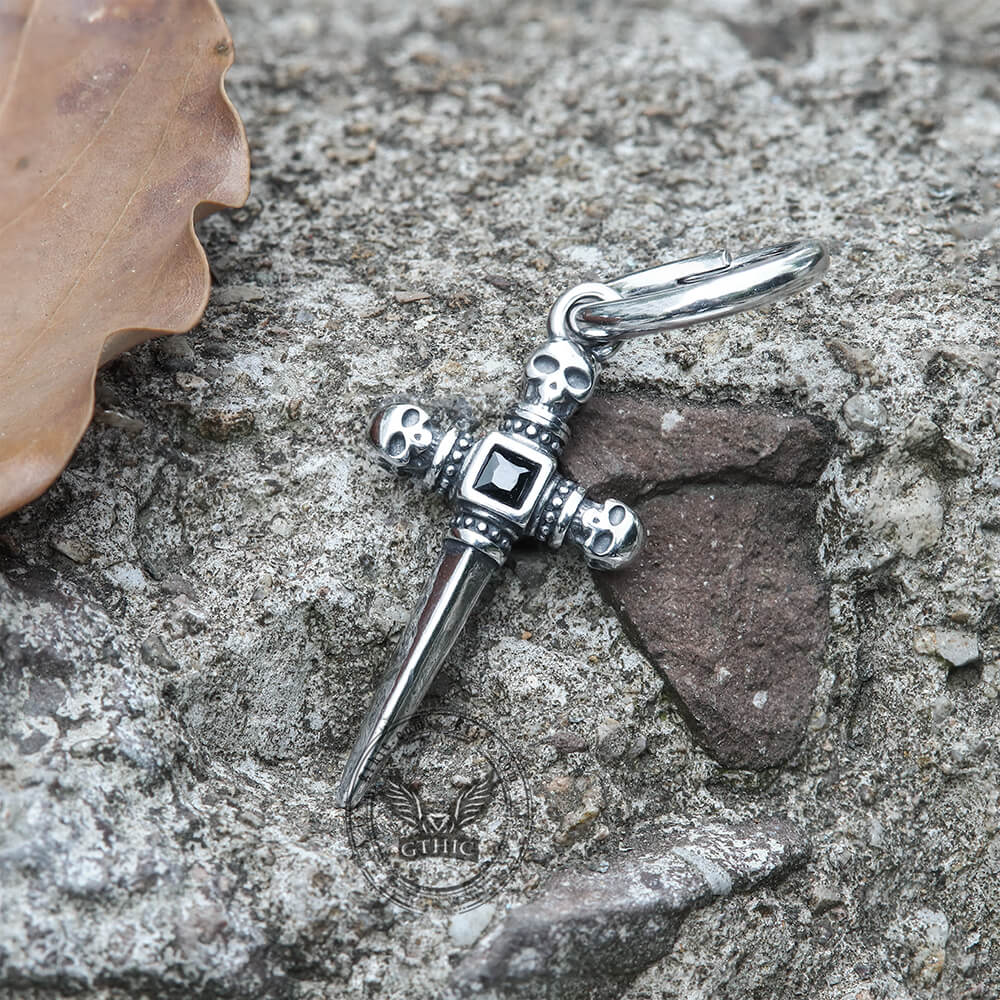 6056-sword-stainless-steel-skull-earring-4.jpg Sword Stainless Steel Skull Earring