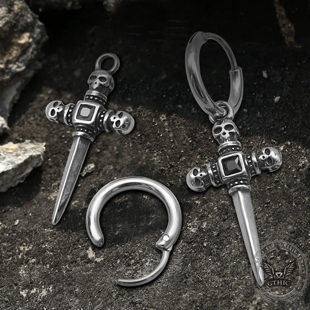 6056-sword-stainless-steel-skull-earring-6.webp Sword Stainless Steel Skull Earring