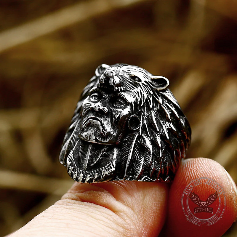 6068-indian-chief-stainless-steel-tribal-ring-3.webp Indian Chief Stainless Steel Tribal Ring