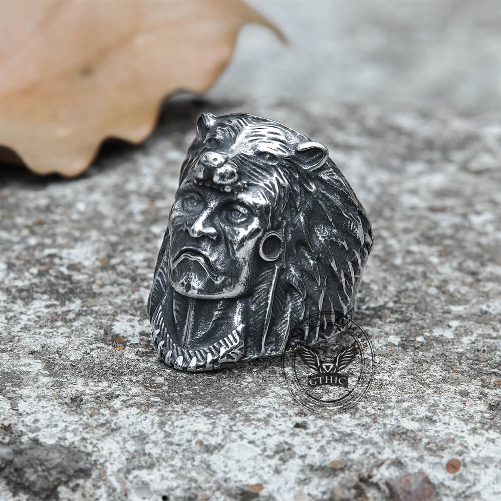6068-indian-chief-stainless-steel-tribal-ring-6.jpg Indian Chief Stainless Steel Tribal Ring